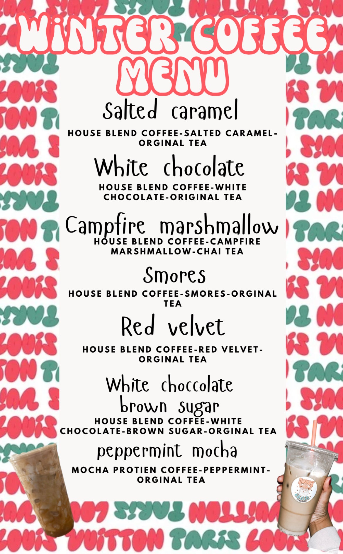 Winter coffee menu