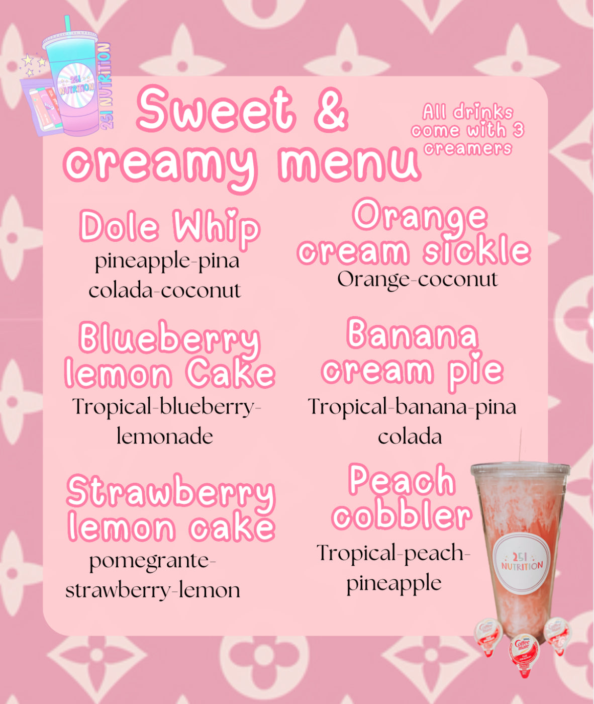 Sweet & creamy menu